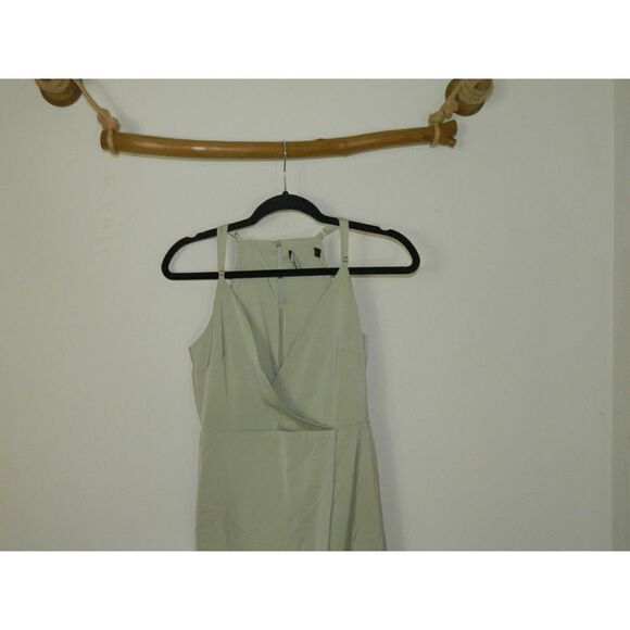 Lulu's Dress Green What a Stunner Sage Green Satin Mini Dress Size Small - Picture 3 of 6